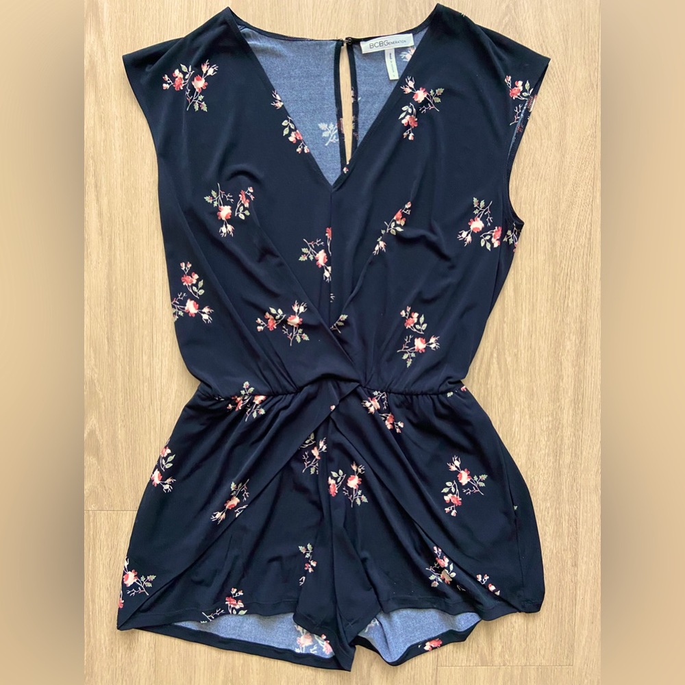 BCBG Generation Black Floral Romper